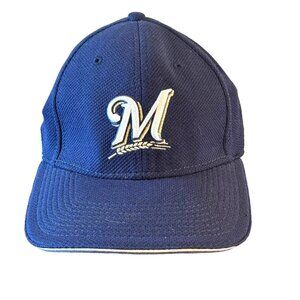 Milwaukee Brewers MLB Baseball Cap Blue Size 7 1/4 Official On-Field Cap 100% Po
